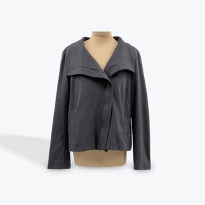 Dana‎ Buchman Gray Knit Moto Jacket Modern Lightweight Blazer Sz M